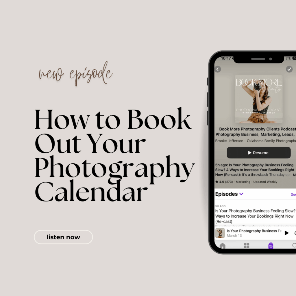 Photography Coach, Brooke Jefferson, teaches photographers how to book out your photography calendar. 